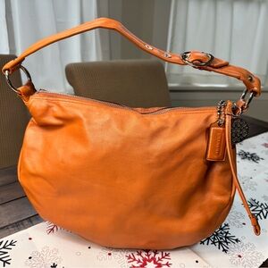 Vintage Coach Ali Large Genuine Soft Leather Hobo
Bag, color orange
